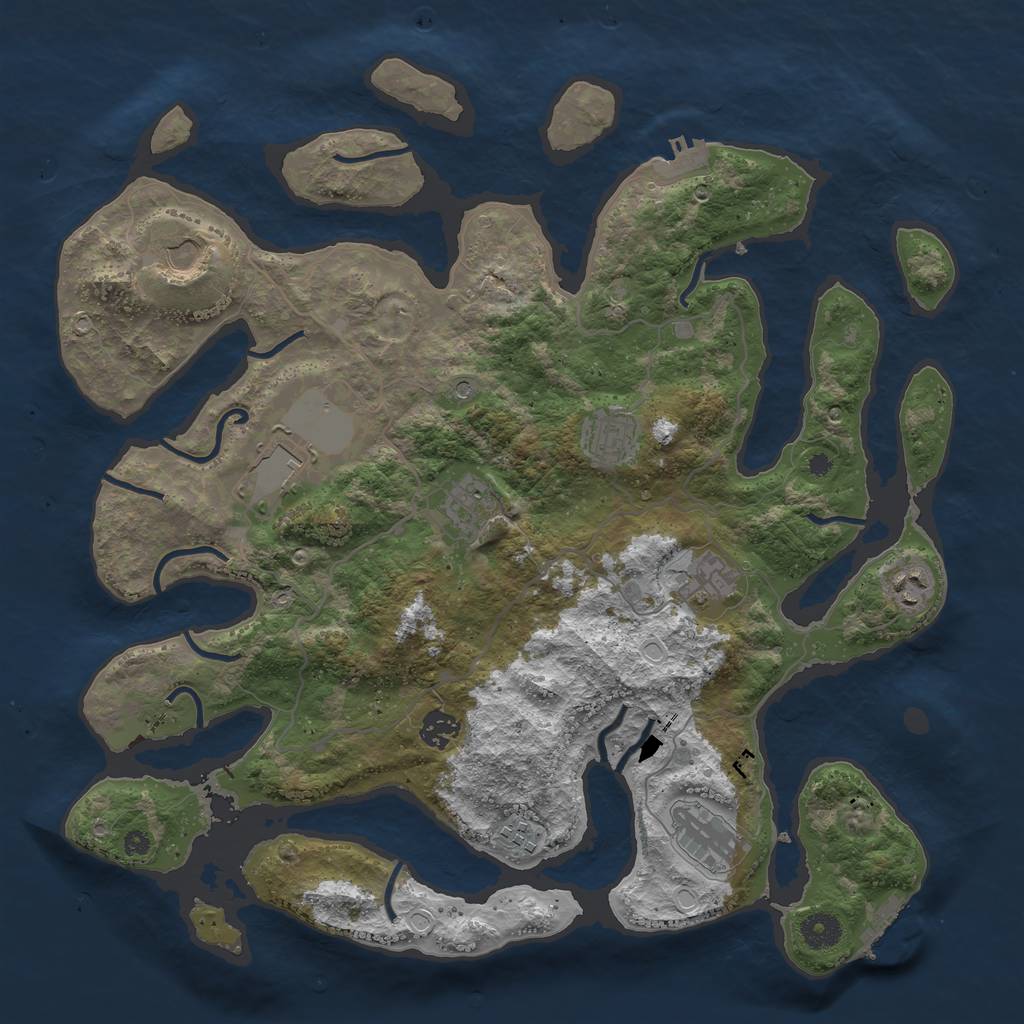 Rust Map: Procedural Map, Size: 4000, Seed: 47565852, 17 Monuments