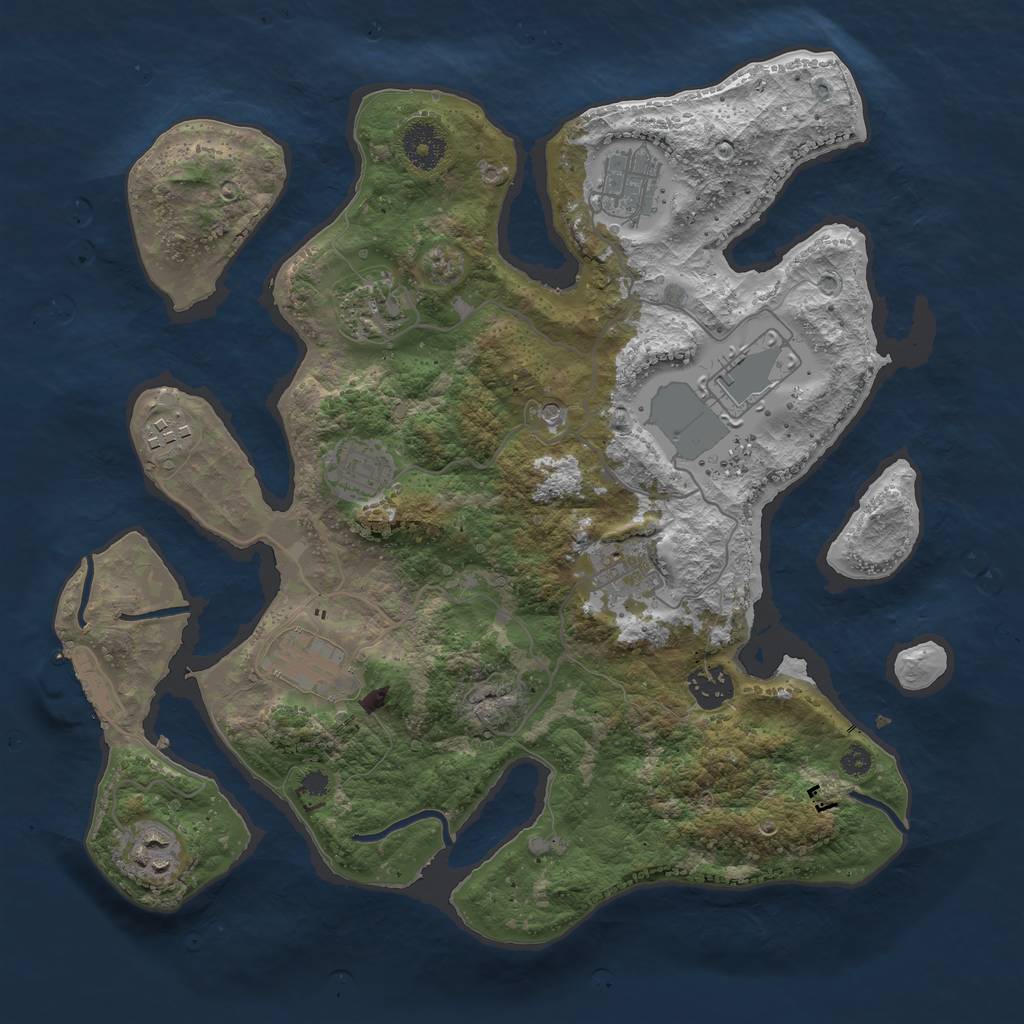 Rust Map: Procedural Map, Size: 3500, Seed: 271878, 13 Monuments