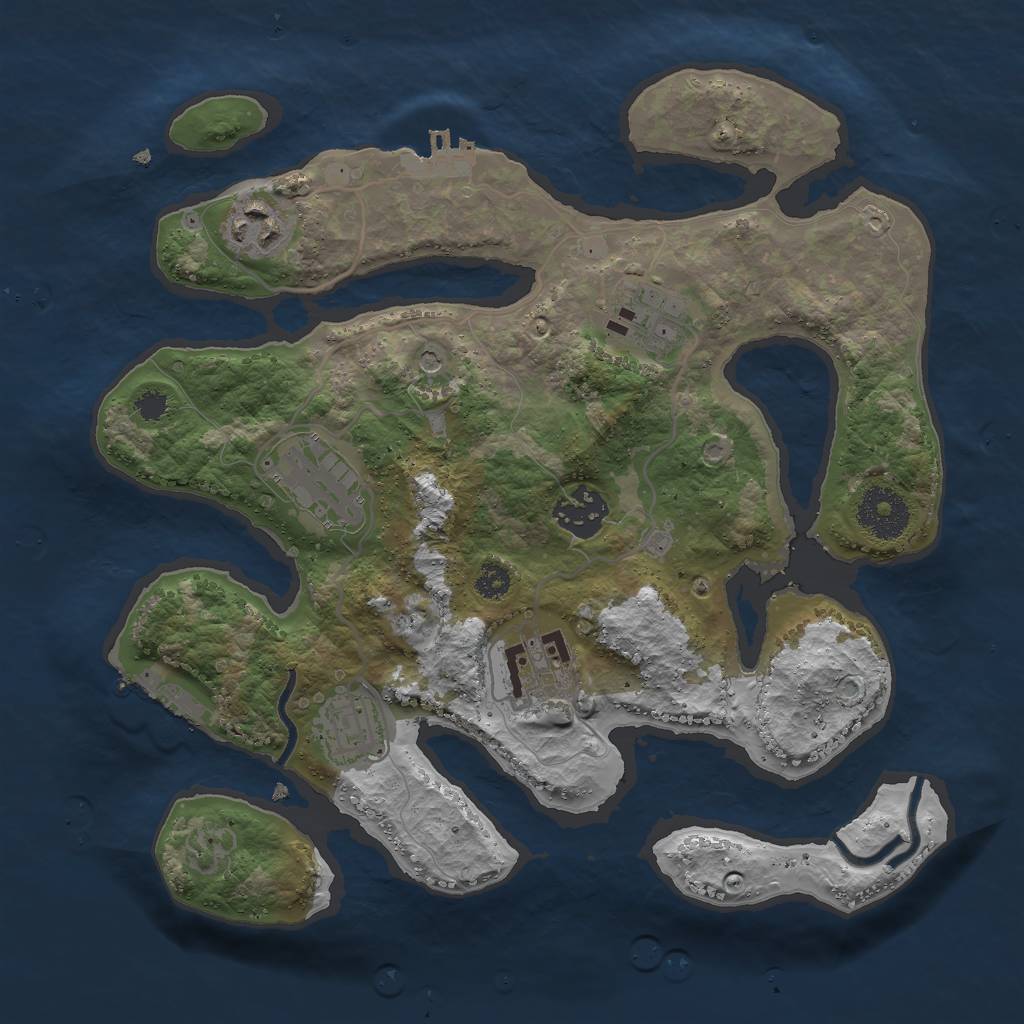 Rust Map: Procedural Map, Size: 3000, Seed: 485958, 11 Monuments