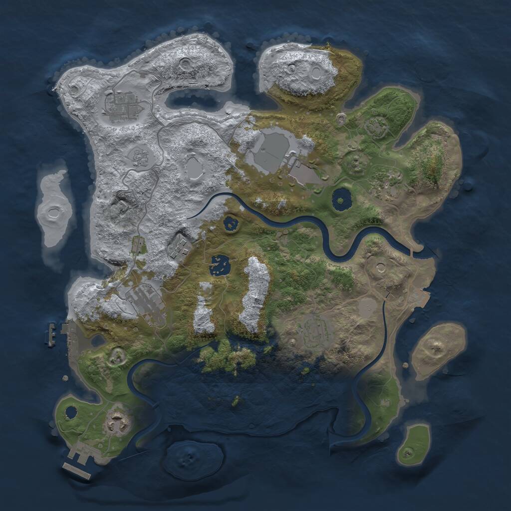 Rust Map: Procedural Map, Size: 3500, Seed: 841905, 14 Monuments