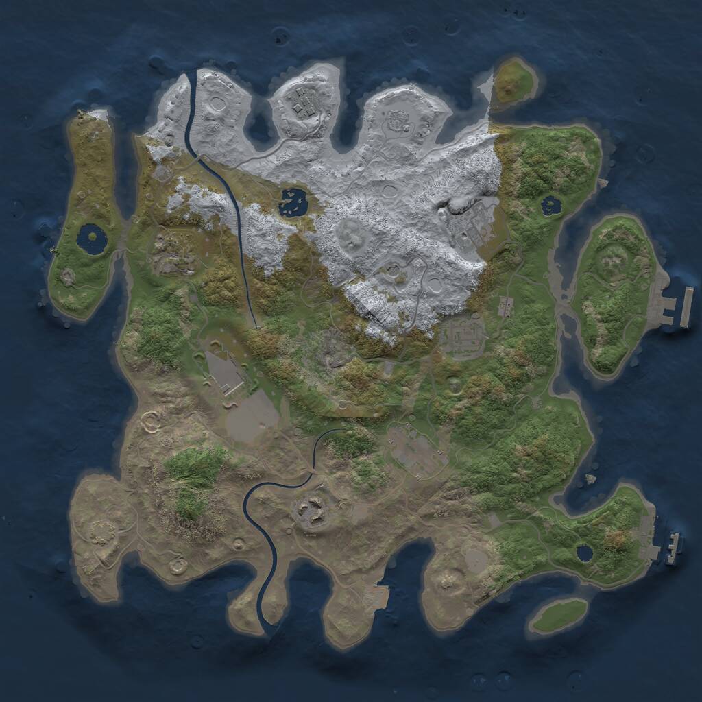 Rust Map: Procedural Map, Size: 3500, Seed: 928473, 14 Monuments