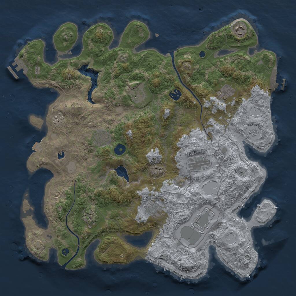 Rust Map: Procedural Map, Size: 4000, Seed: 2128795365, 16 Monuments