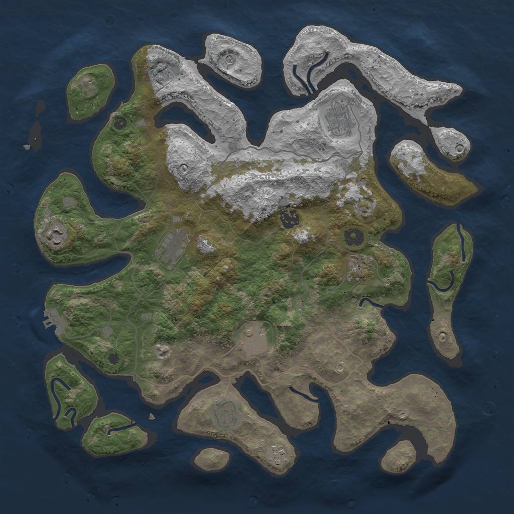 Rust Map: Procedural Map, Size: 4000, Seed: 9140676, 12 Monuments