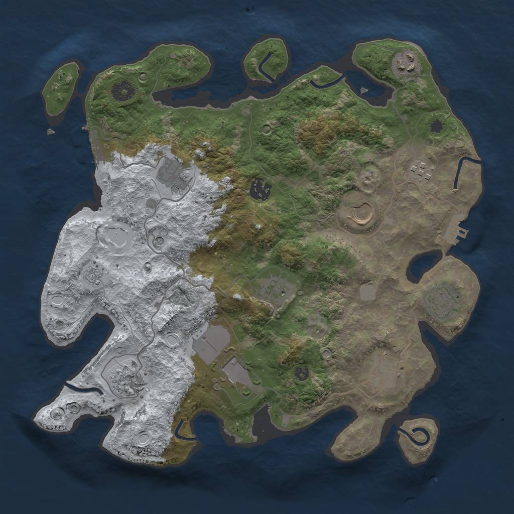 Rust Map: Procedural Map, Size: 3500, Seed: 2027999328, 19 Monuments