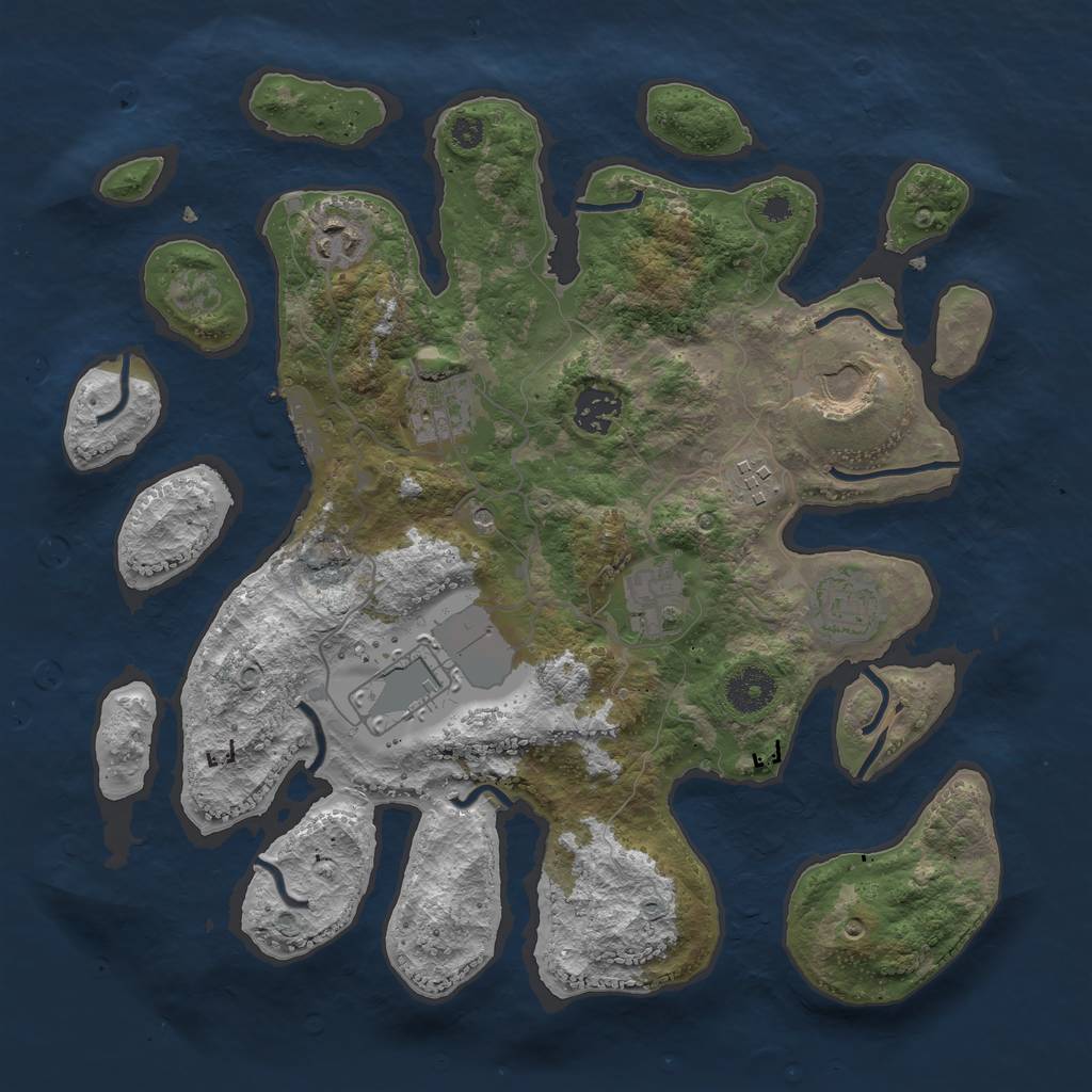 Rust Map: Procedural Map, Size: 3500, Seed: 331771, 12 Monuments