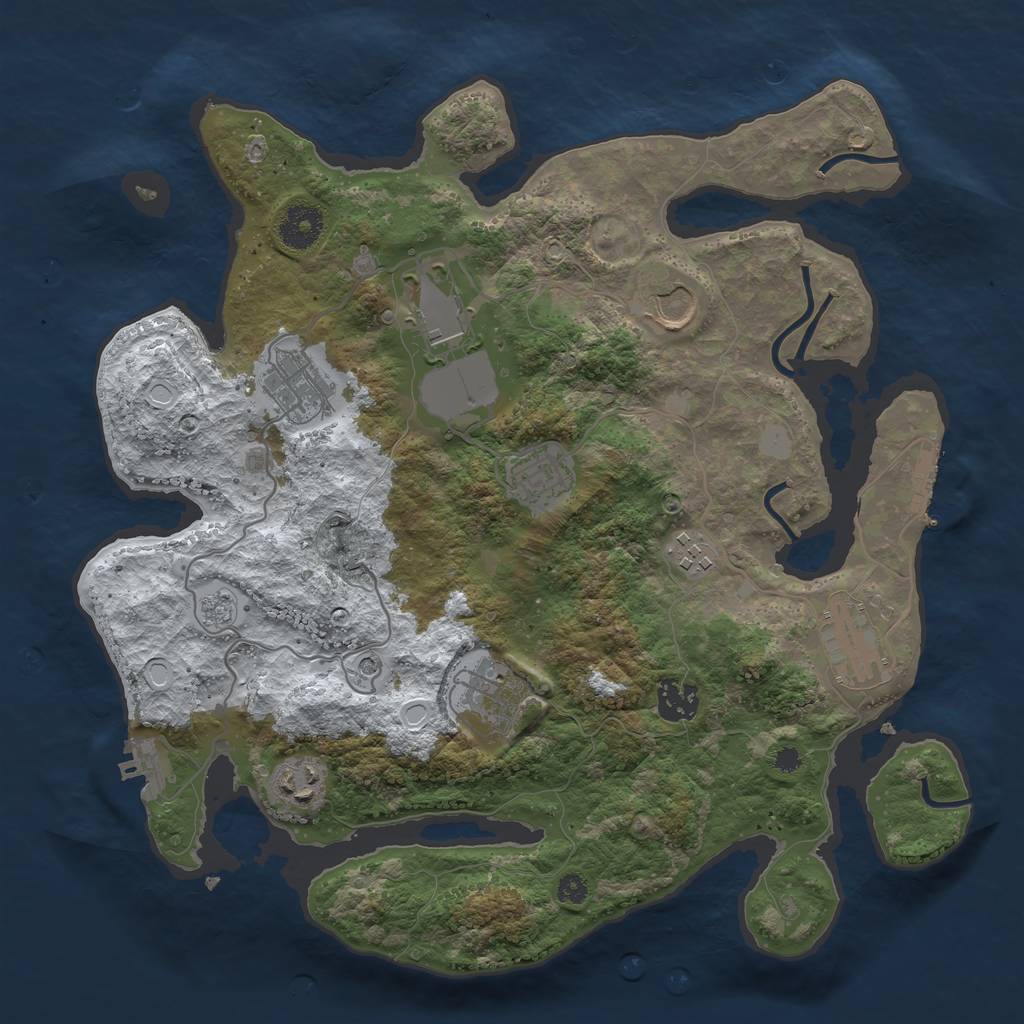 Rust Map: Procedural Map, Size: 3500, Seed: 643197711, 18 Monuments