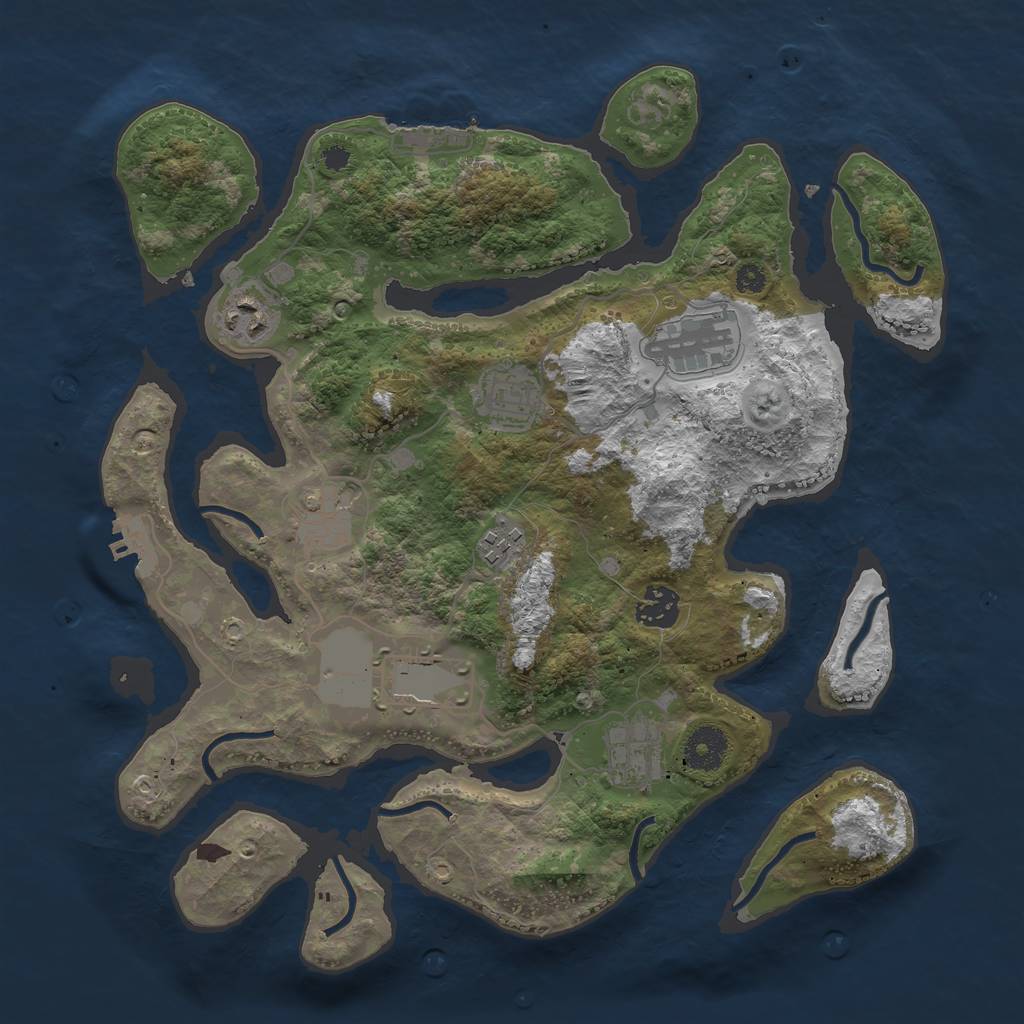 Rust Map: Procedural Map, Size: 3500, Seed: 174095, 12 Monuments