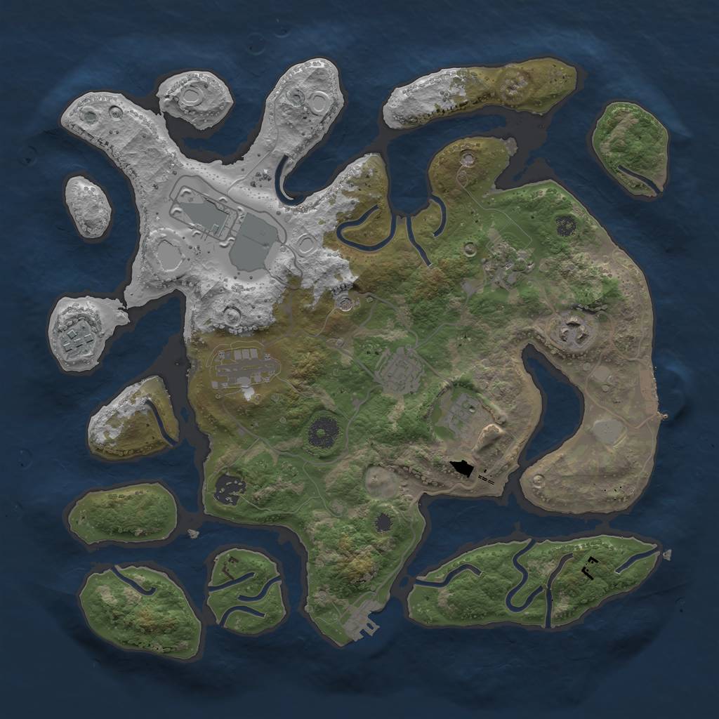 Rust Map: Procedural Map, Size: 3500, Seed: 547656, 16 Monuments