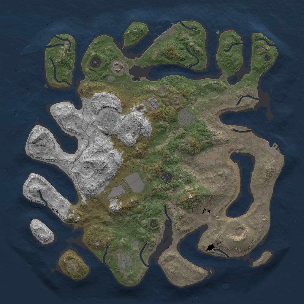 Rust Map: Procedural Map, Size: 4000, Seed: 2425, 17 Monuments