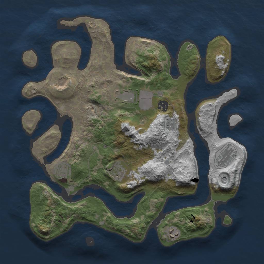 Rust Map: Barren, Size: 3600, Seed: 970152709, 11 Monuments