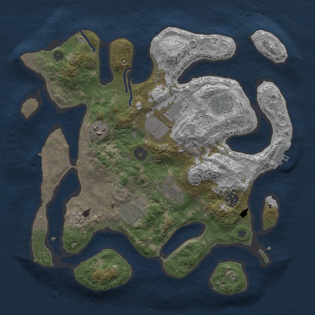 Rust Map: Procedural Map, Size: 3500, Seed: 987410, 14 Monuments