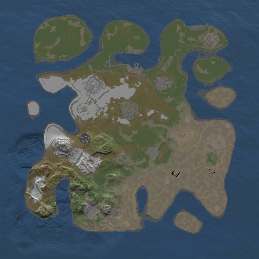 Rust Map: Barren, Size: 3500, Seed: 64548, 15 Monuments