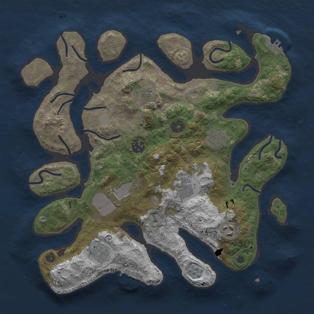 Rust Map: Procedural Map, Size: 3500, Seed: 1806433333, 16 Monuments