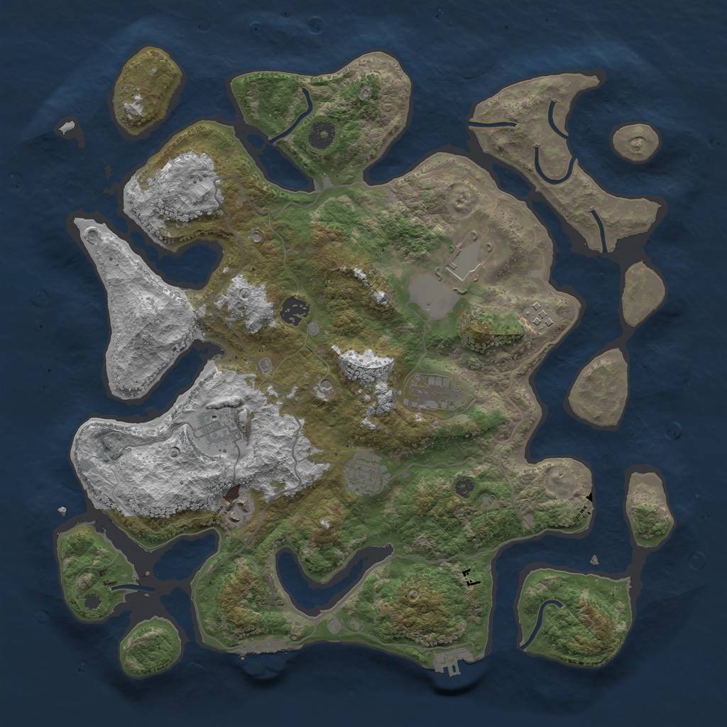 Rust Map: Procedural Map, Size: 4000, Seed: 19660606, 12 Monuments