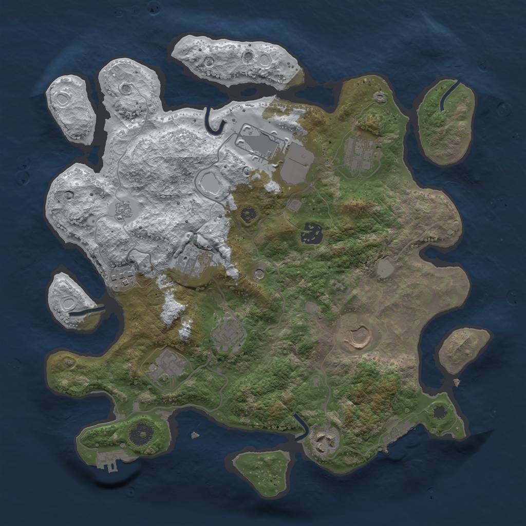 Rust Map: Procedural Map, Size: 3500, Seed: 66433051, 18 Monuments