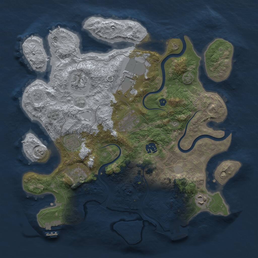 Rust Map: Procedural Map, Size: 3500, Seed: 66433051, 14 Monuments