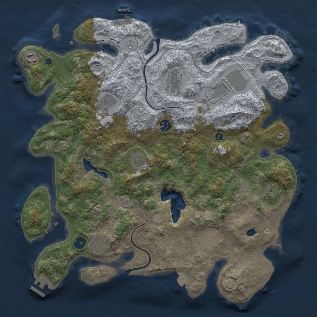 Rust Map: Procedural Map, Size: 4000, Seed: 3877132, 16 Monuments