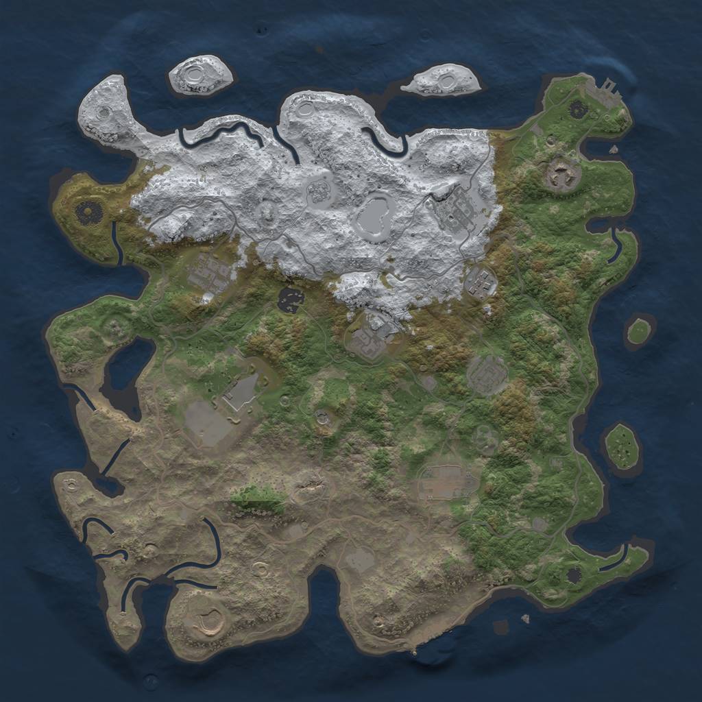 Rust Map: Procedural Map, Size: 4000, Seed: 1941880780, 19 Monuments