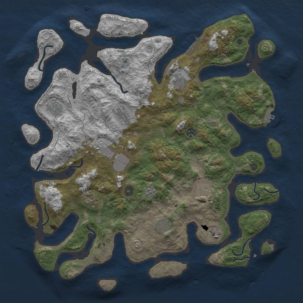 Rust Map: Procedural Map, Size: 4500, Seed: 656398, 18 Monuments