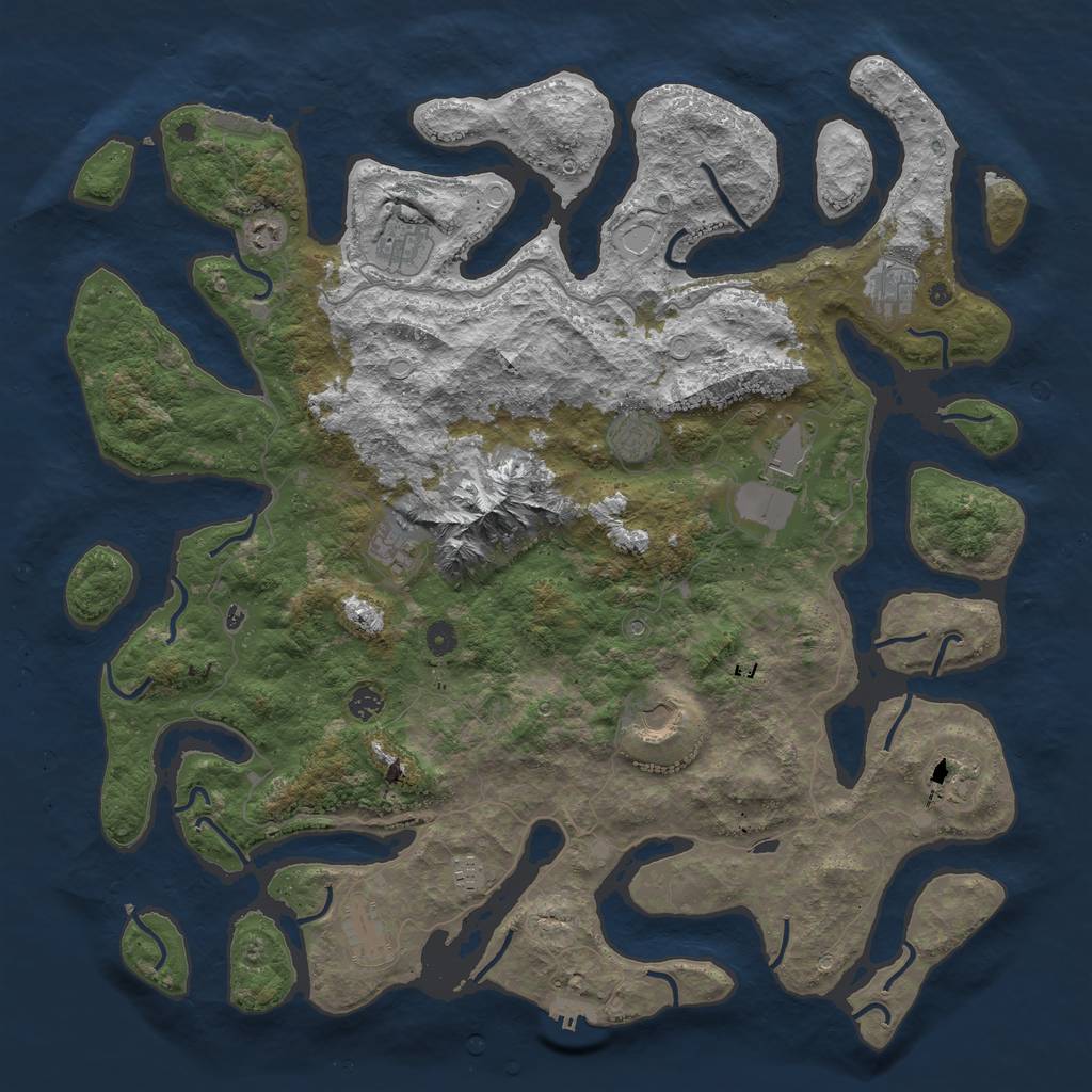 Rust Map: Procedural Map, Size: 5000, Seed: 68752, 19 Monuments