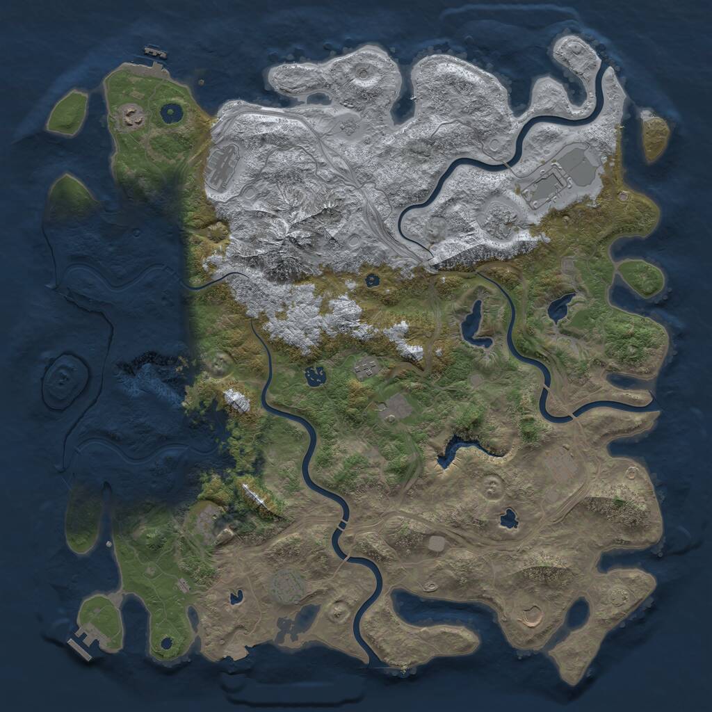 Rust Map: Procedural Map, Size: 5000, Seed: 68752, 17 Monuments