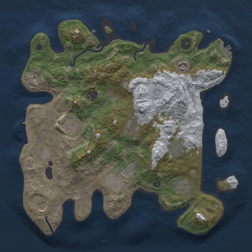 Rust Map: Procedural Map, Size: 3500, Seed: 1445565719, 18 Monuments