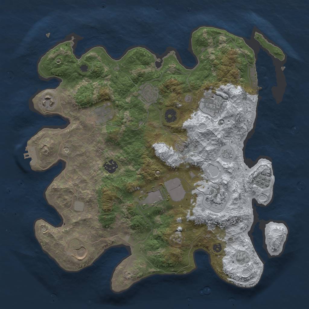 Rust Map: Procedural Map, Size: 3500, Seed: 301444892, 18 Monuments