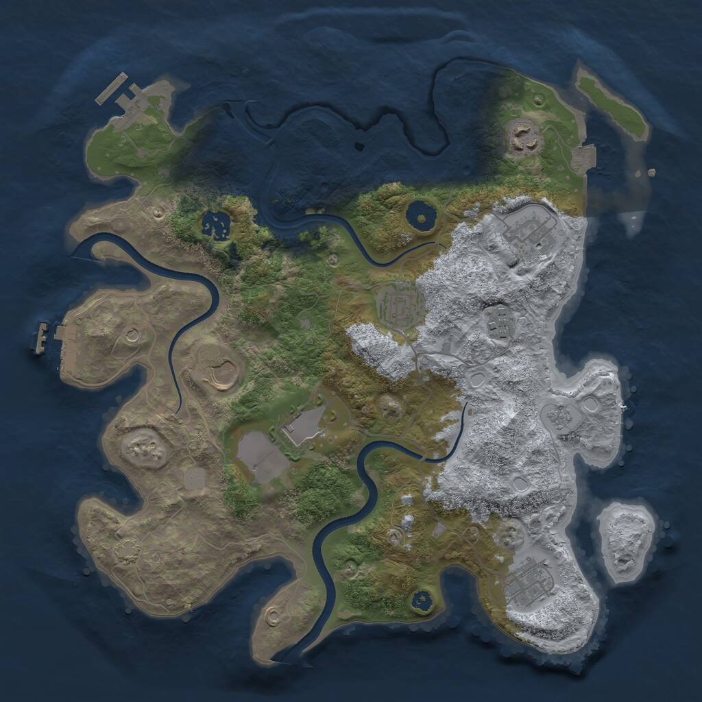 Rust Map: Procedural Map, Size: 3500, Seed: 301444892, 14 Monuments