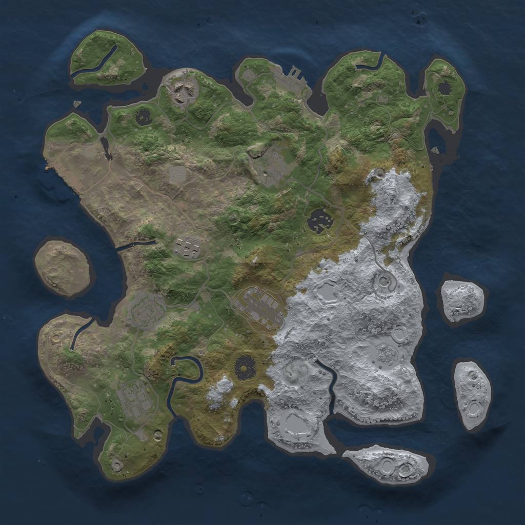 Rust Map: Procedural Map, Size: 3333, Seed: 69420, 16 Monuments