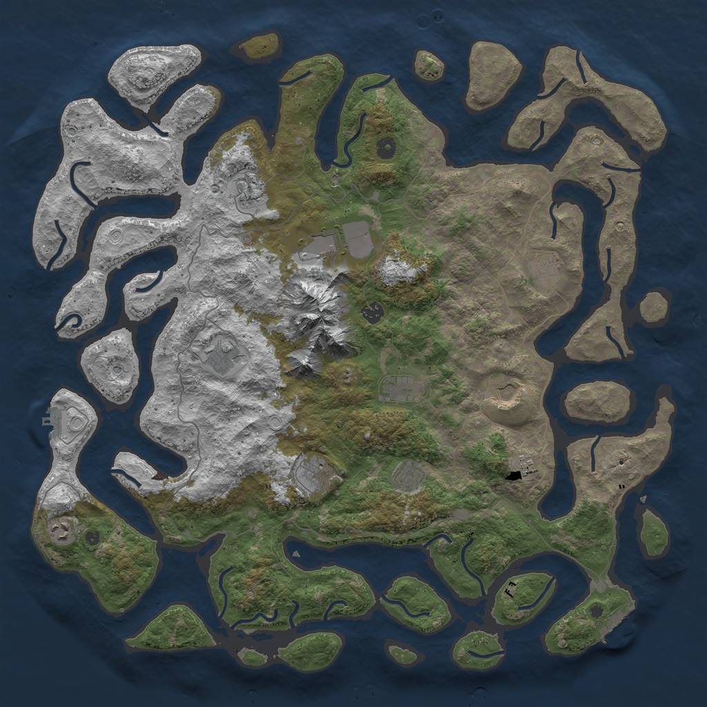 Rust Map: Procedural Map, Size: 5000, Seed: 310781, 19 Monuments