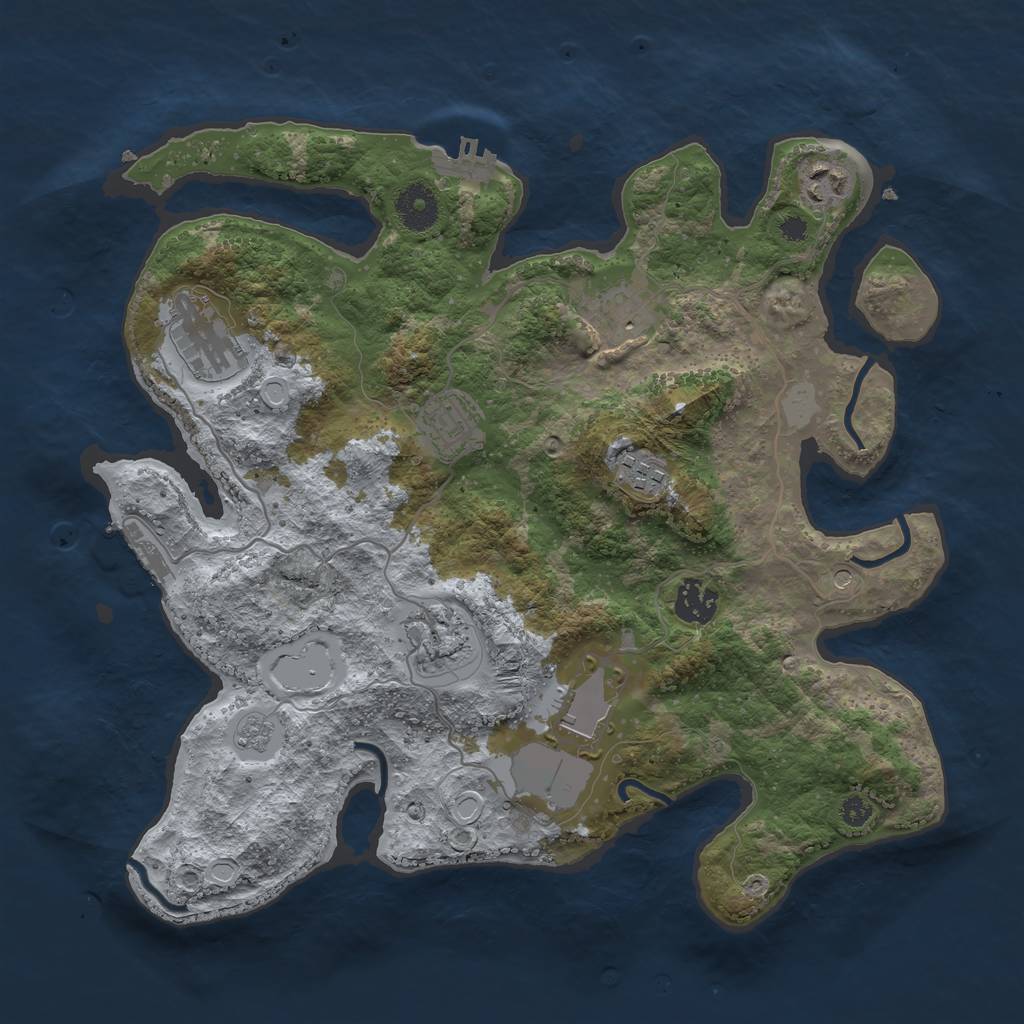 Rust Map: Procedural Map, Size: 3500, Seed: 281706, 15 Monuments