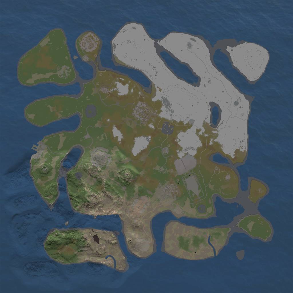 Rust Map: Procedural Map, Size: 3500, Seed: 1234589, 12 Monuments