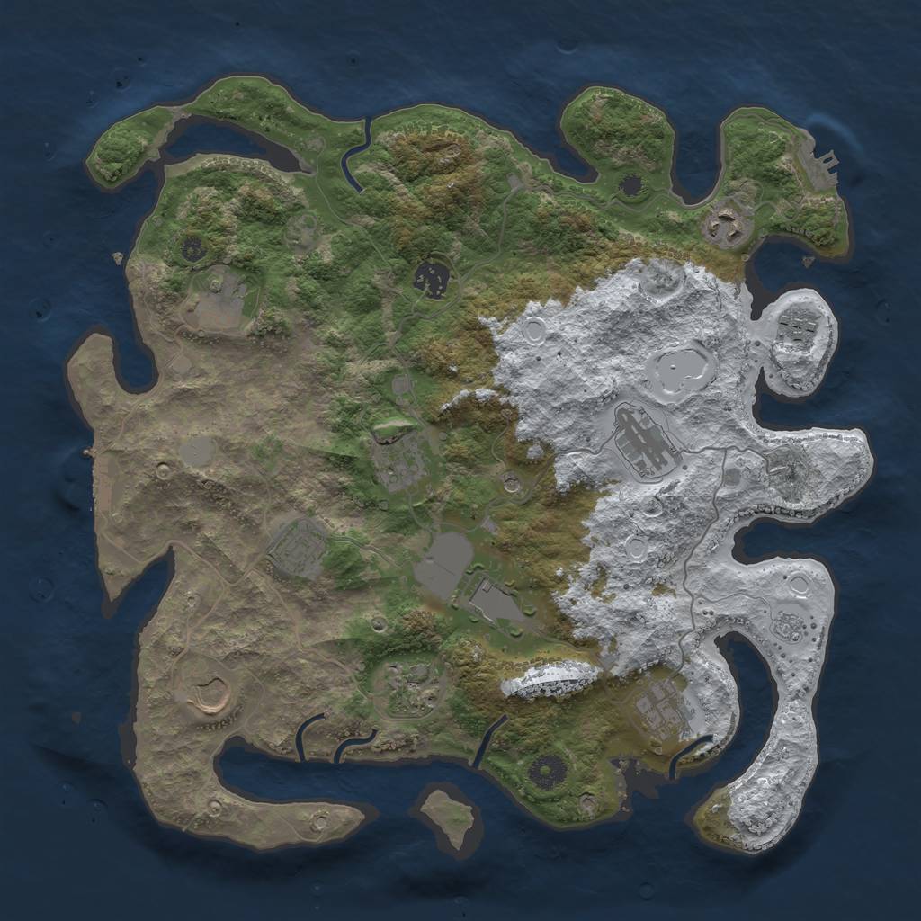 Rust Map: Procedural Map, Size: 3800, Seed: 962, 20 Monuments