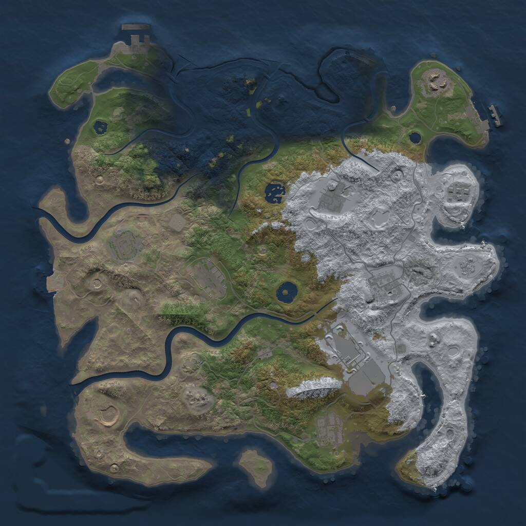 Rust Map: Procedural Map, Size: 3800, Seed: 962, 16 Monuments