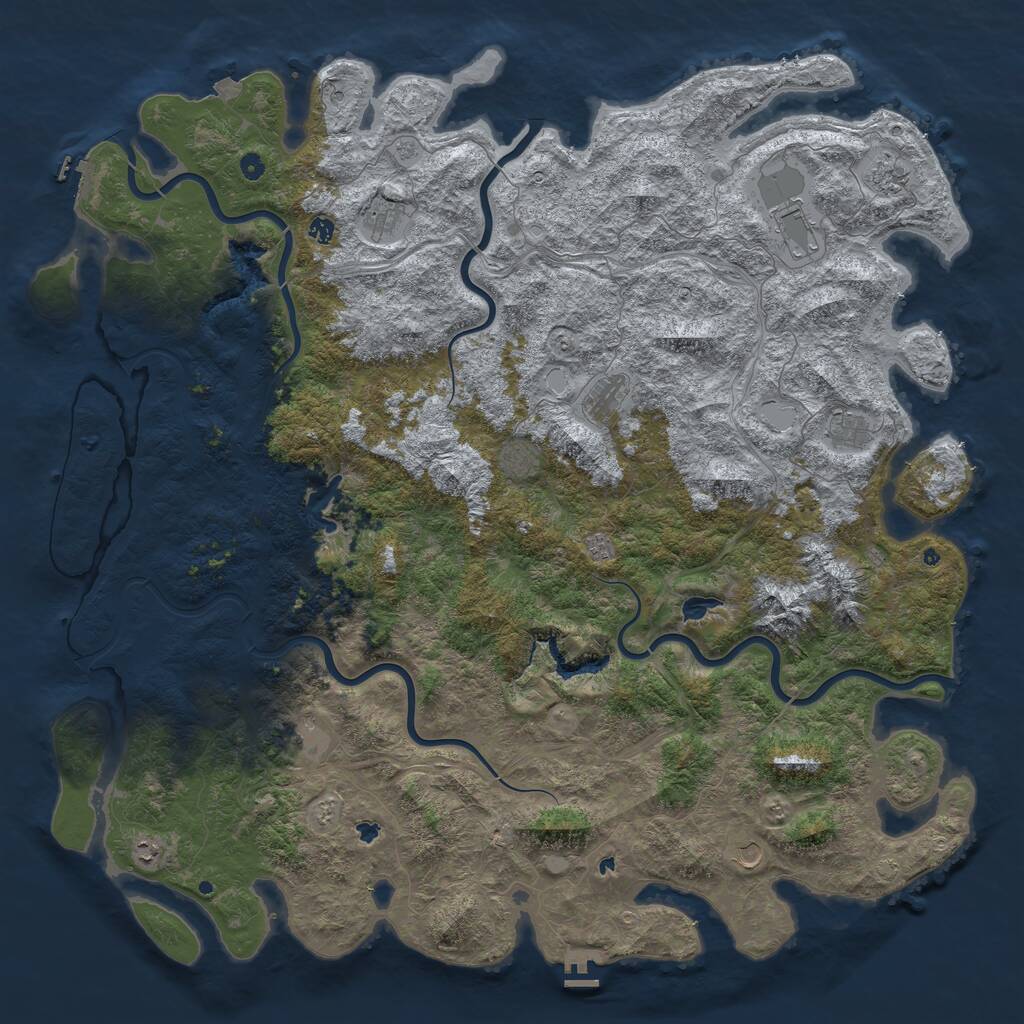 Rust Map: Procedural Map, Size: 6000, Seed: 805149733, 17 Monuments