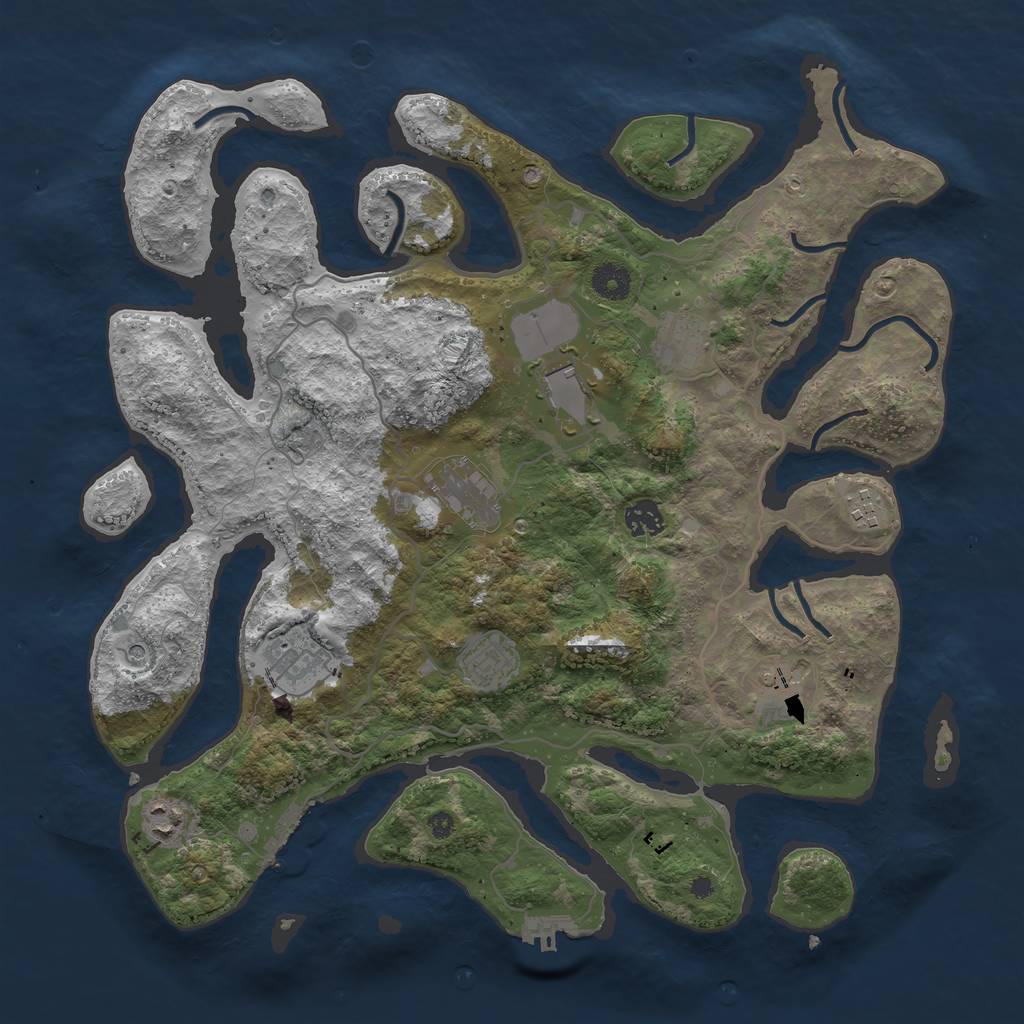 Rust Map: Procedural Map, Size: 4000, Seed: 3584, 14 Monuments
