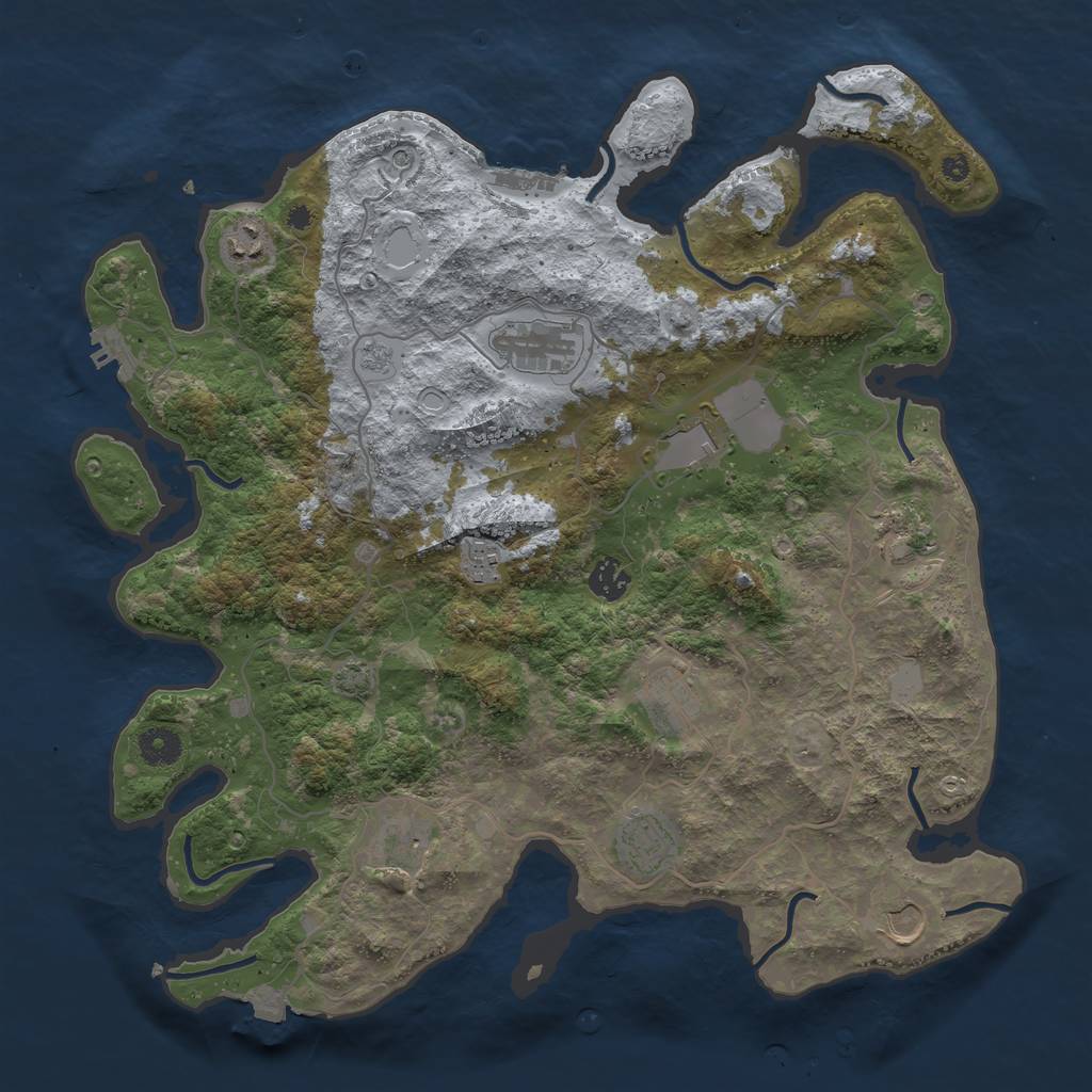 Rust Map: Procedural Map, Size: 4000, Seed: 13069, 18 Monuments