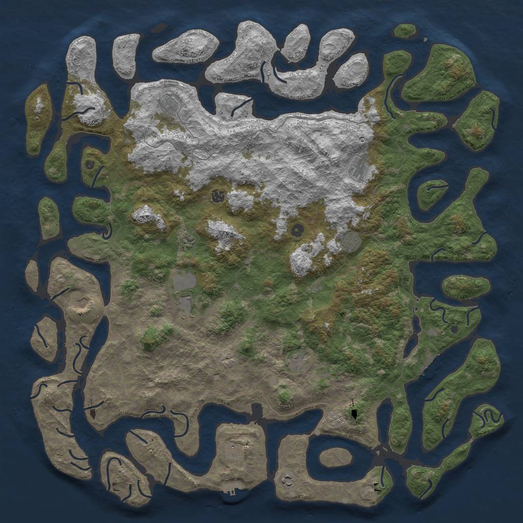 Rust Map: Procedural Map, Size: 6000, Seed: 100521, 16 Monuments