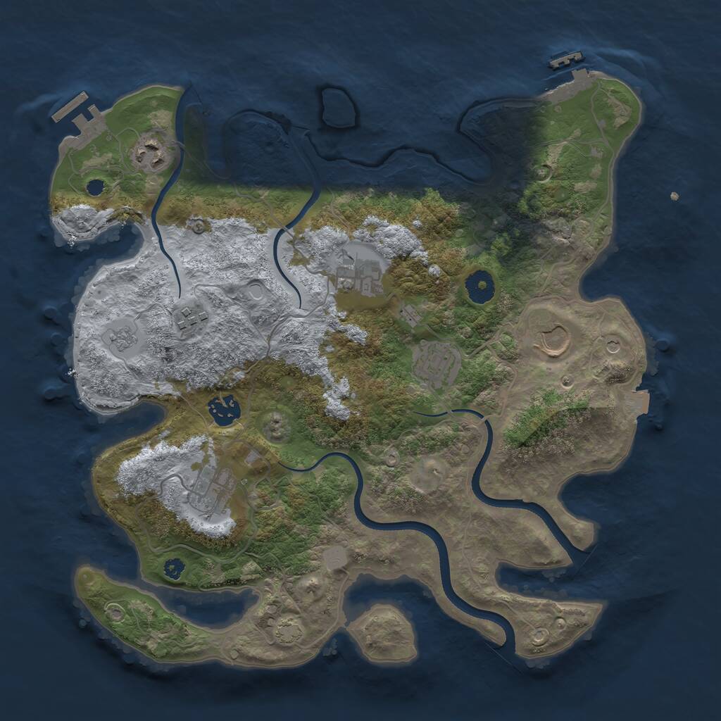 Rust Map: Procedural Map, Size: 3500, Seed: 22210, 13 Monuments