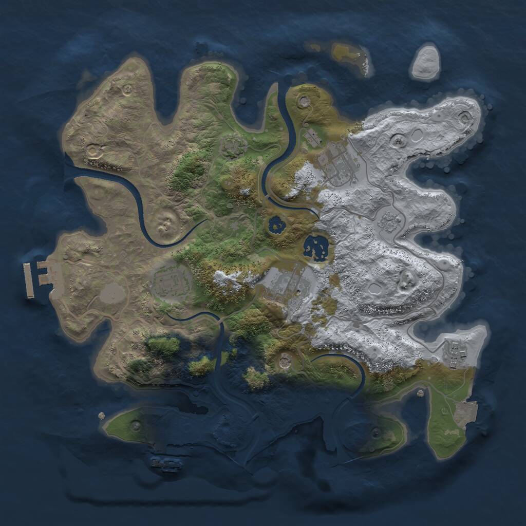 Rust Map: Procedural Map, Size: 3000, Seed: 69696, 11 Monuments