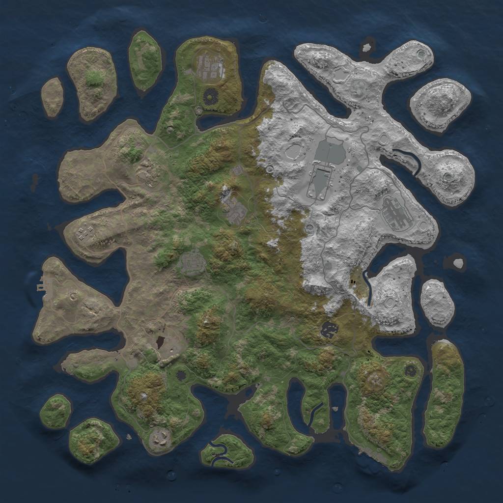 Rust Map: Procedural Map, Size: 4500, Seed: 1290576, 18 Monuments