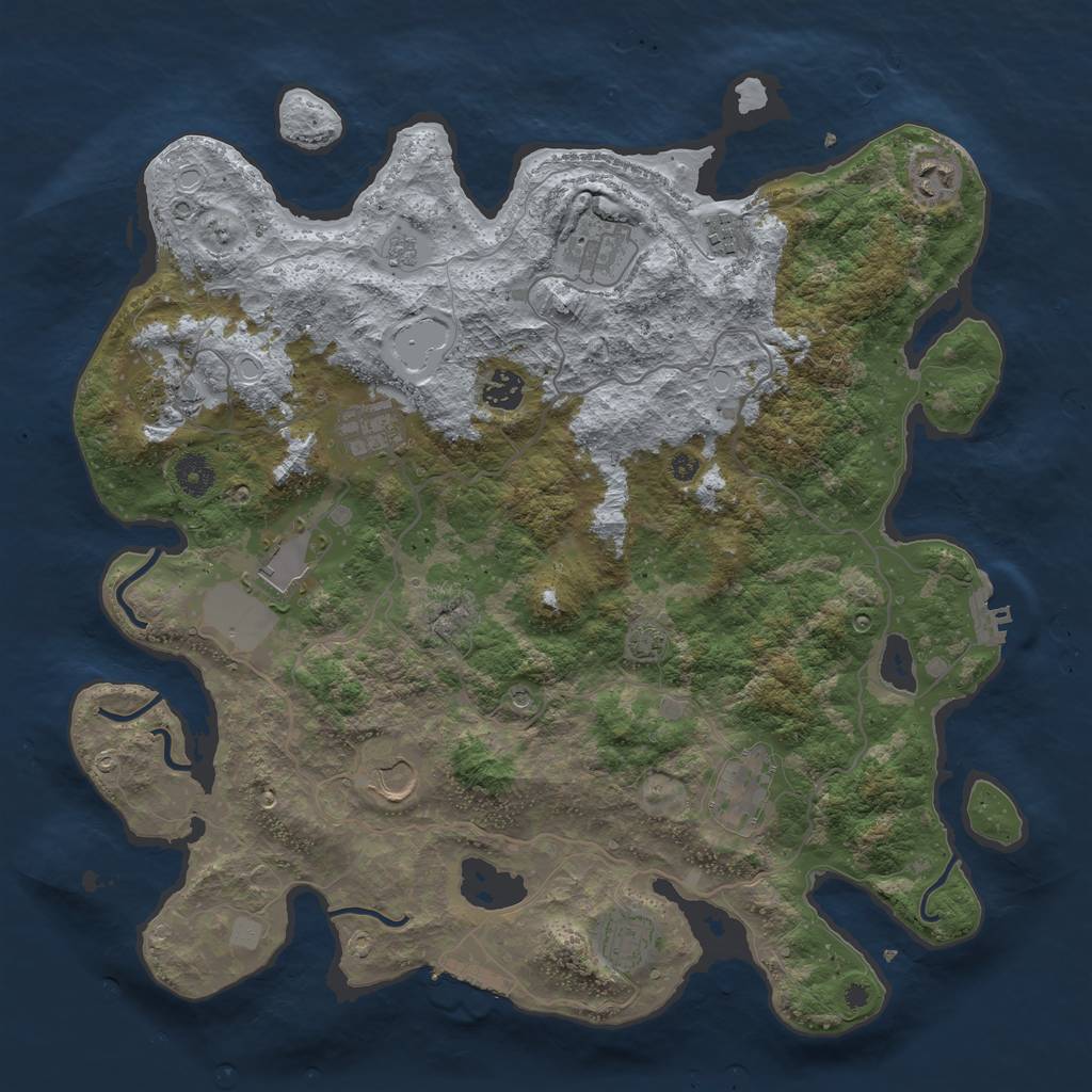 Rust Map: Procedural Map, Size: 4000, Seed: 710343287, 18 Monuments