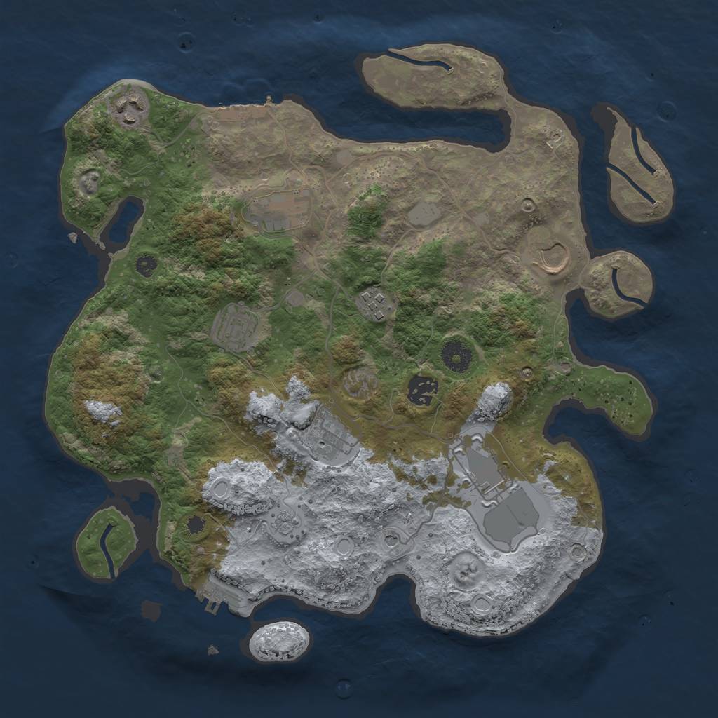 Rust Map: Procedural Map, Size: 3500, Seed: 27917, 15 Monuments