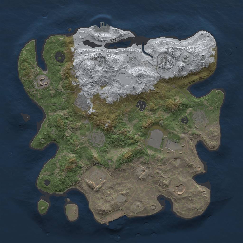 Rust Map: Procedural Map, Size: 3500, Seed: 105310692, 18 Monuments