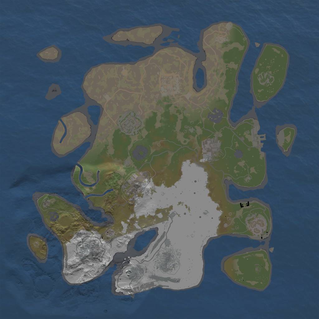 Rust Map: Procedural Map, Size: 3200, Seed: 1961, 13 Monuments