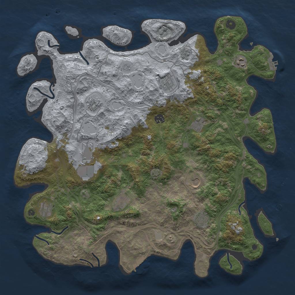 Rust Map: Procedural Map, Size: 4500, Seed: 546183, 19 Monuments