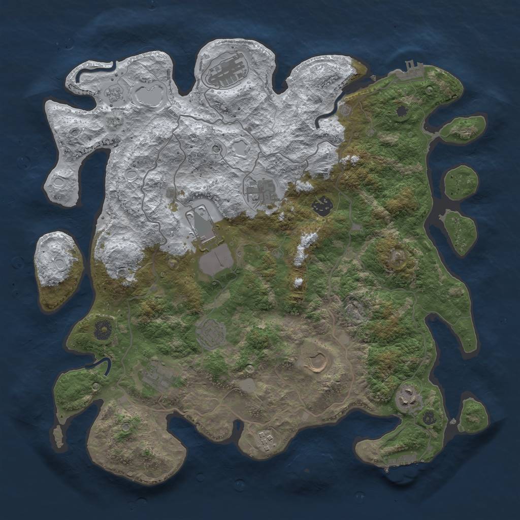 Rust Map: Procedural Map, Size: 4000, Seed: 2083274117, 18 Monuments