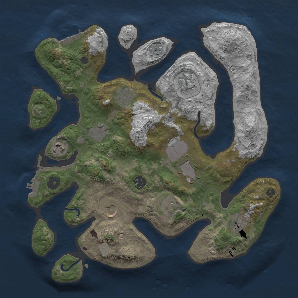 Rust Map: Procedural Map, Size: 3500, Seed: 1521913427, 18 Monuments