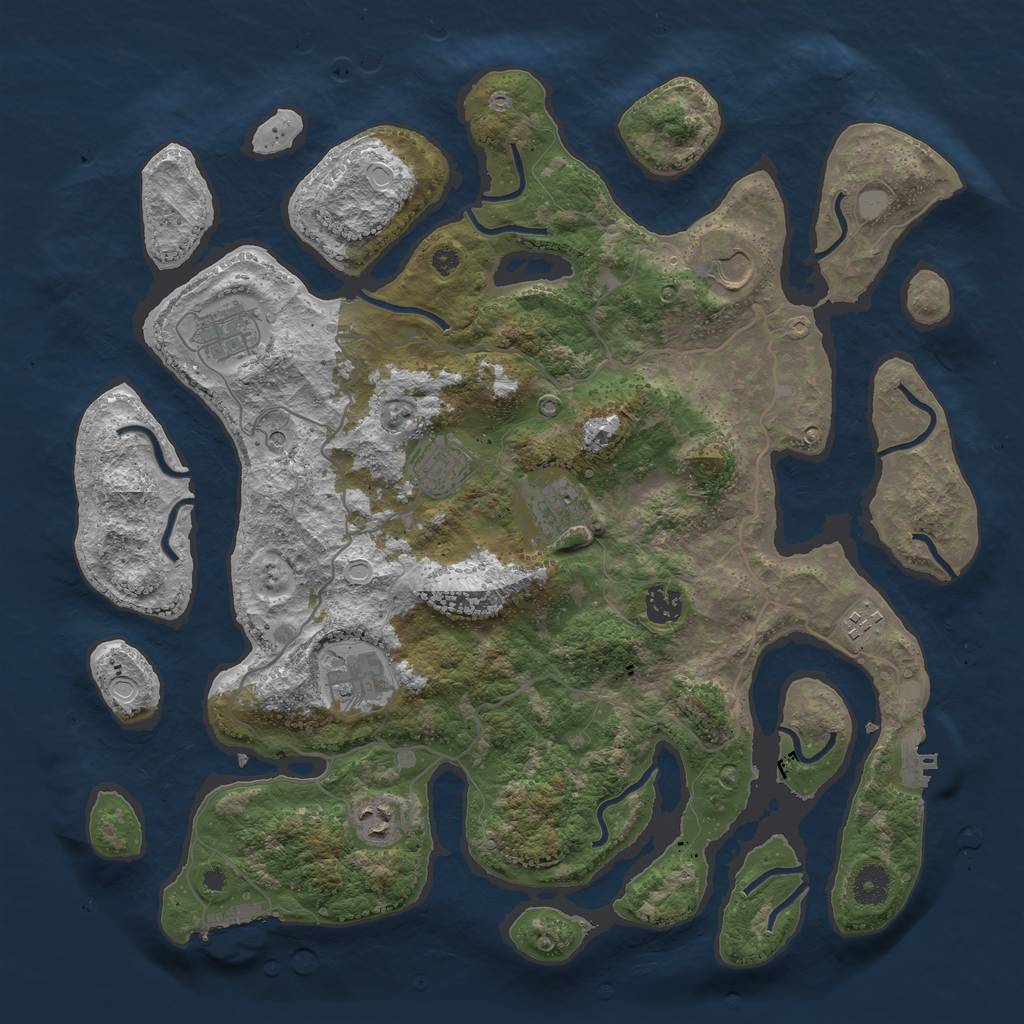 Rust Map: Procedural Map, Size: 4000, Seed: 1237498, 16 Monuments