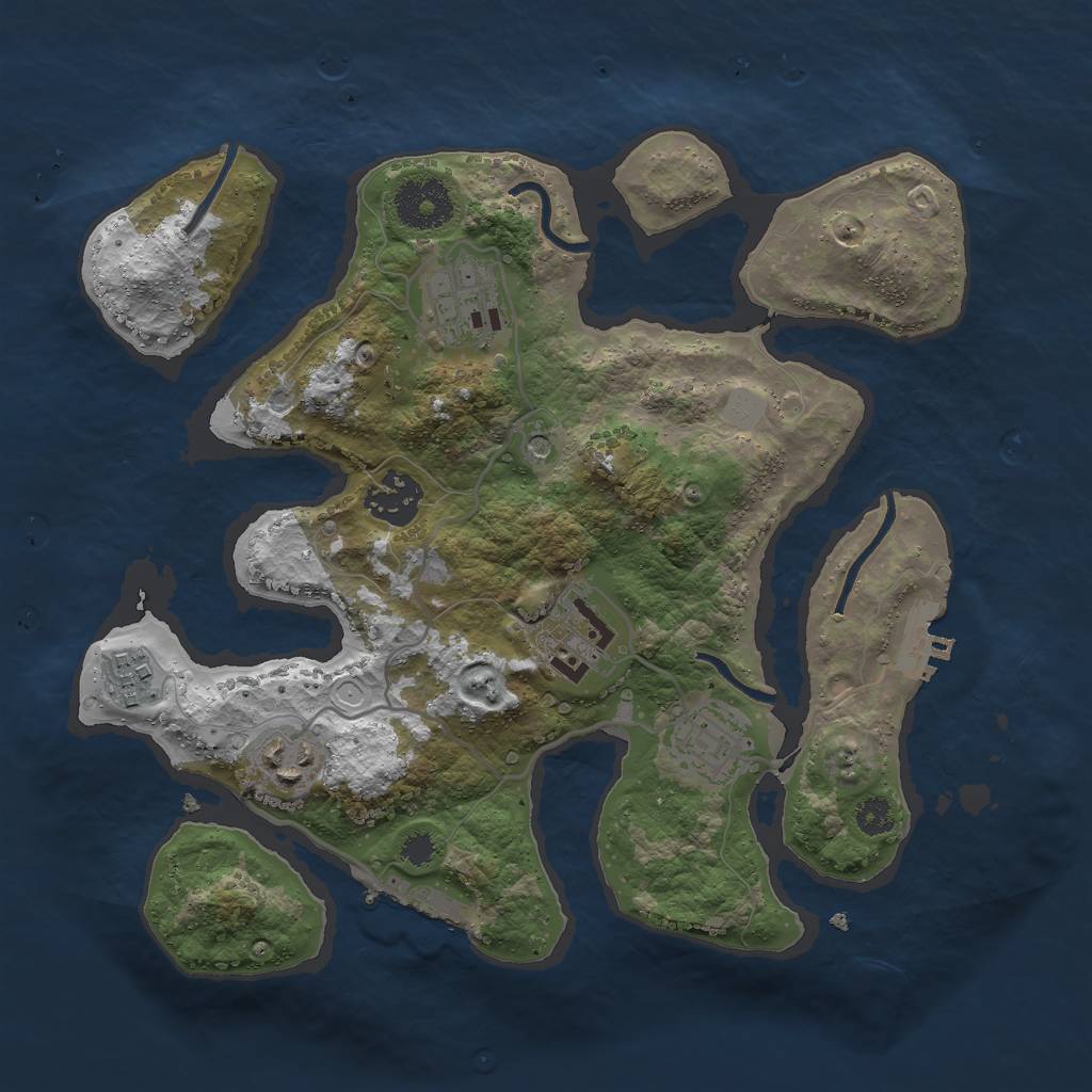 Rust Map: Procedural Map, Size: 3000, Seed: 50001, 14 Monuments